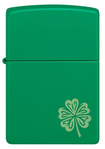Зажигалка бензиновая ZIPPO Regular Grass Green Matte Lucky Clover Design, зелений (46850)