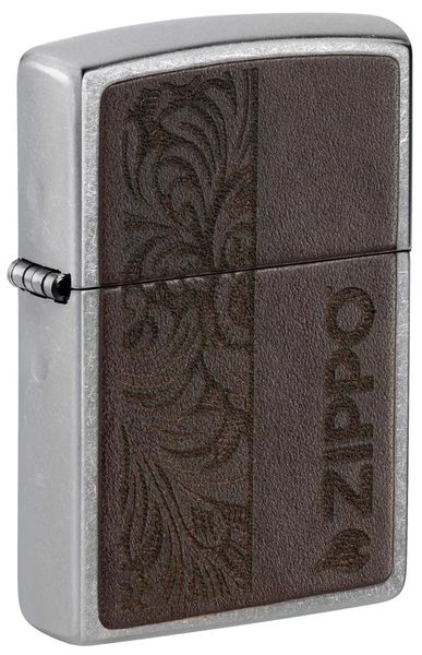 Запальничка бензинова ZIPPO Brown Leather Emblem - Zippo Design, хром, шкіра коричневий (46920)