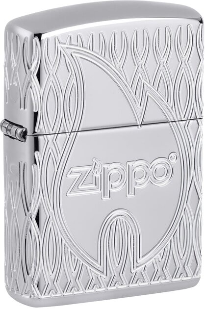 Запальничка колекційна армована Zippo Flame High Polish Chrome (Zippo 48838)