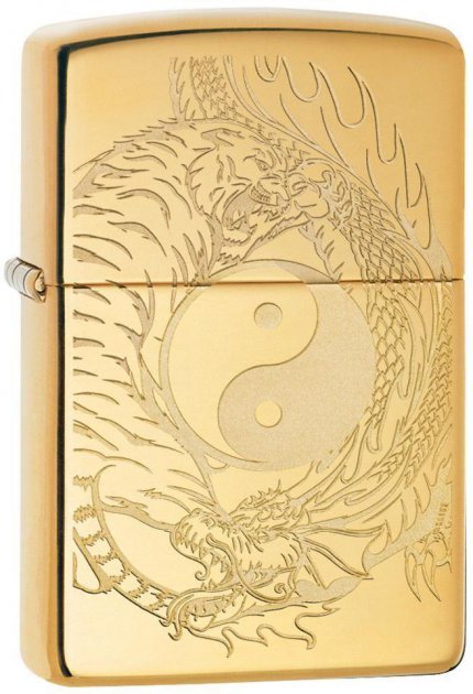  Запальничка Zippo 254B Tiger and Dragon Design Золотиста 49024