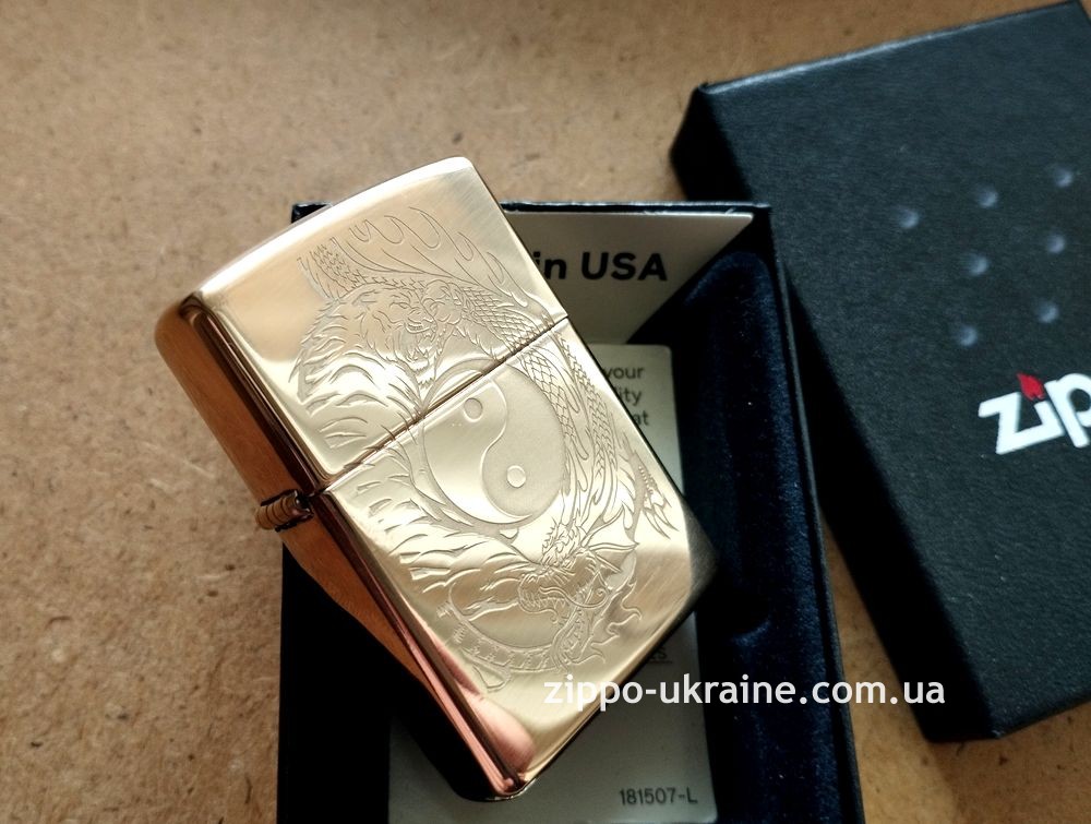 Запальничка Zippo 254B Tiger and Dragon Design Золотиста 49024