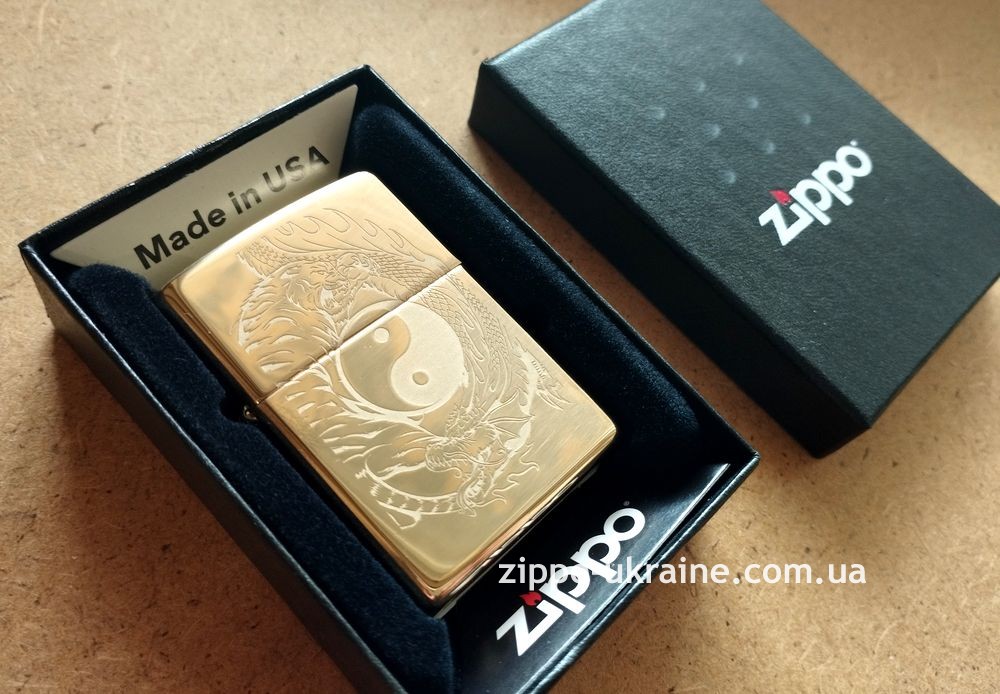 Запальничка Zippo 254B Tiger and Dragon Design Золотиста 49024