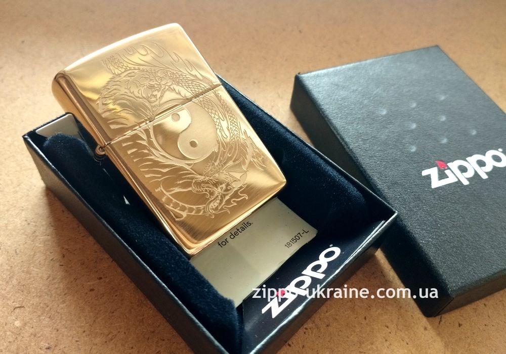 Запальничка Zippo 254B Tiger and Dragon Design Золотиста 49024