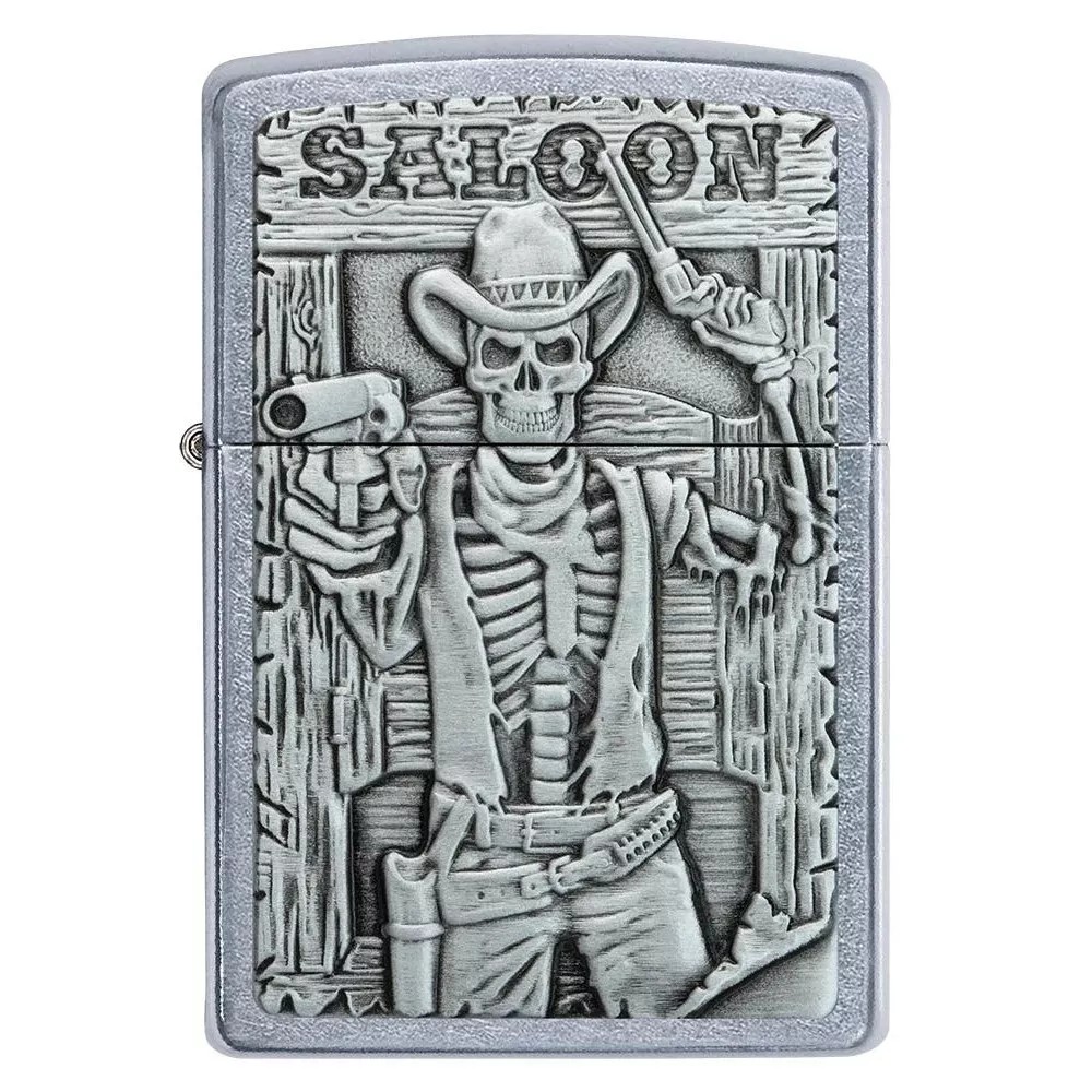 Запальничка бензинова ZIPPO Saloon Skull Emblem, матовий хром (49298)