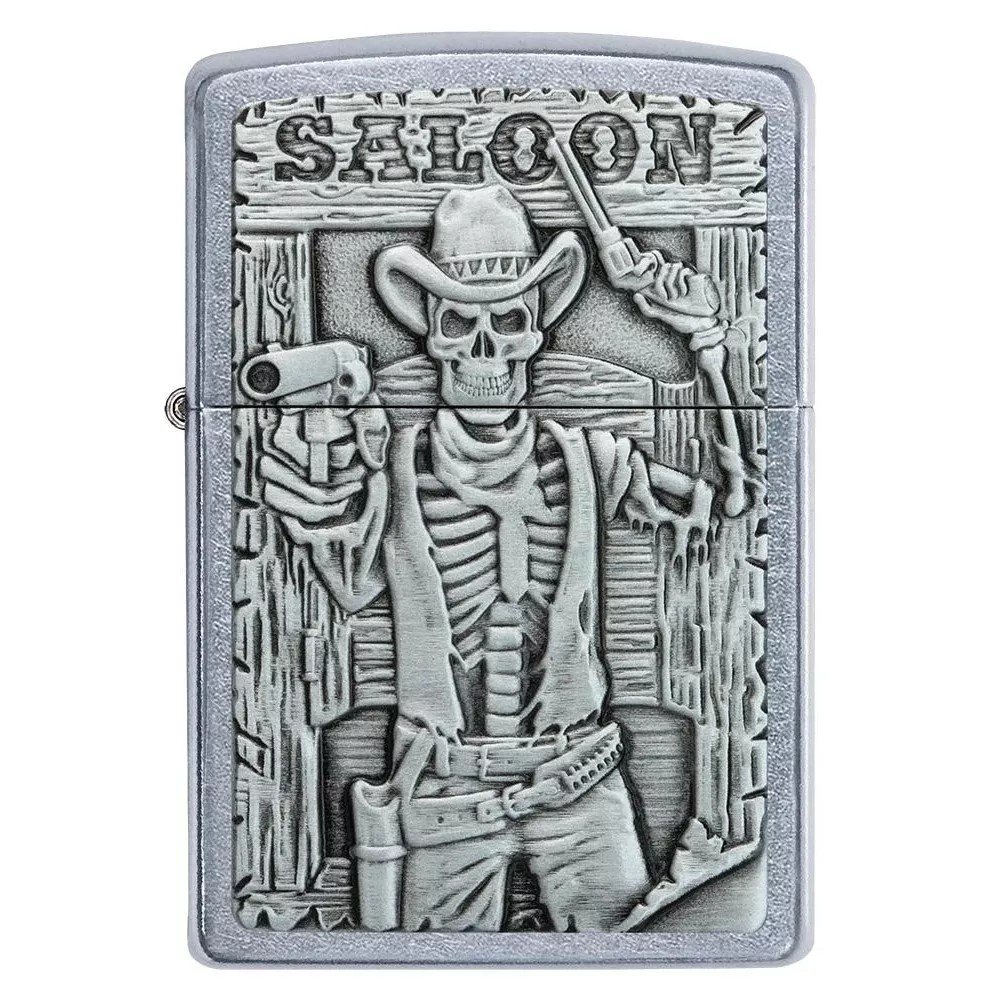 Запальничка бензинова ZIPPO Saloon Skull Emblem, матовий хром (49298)