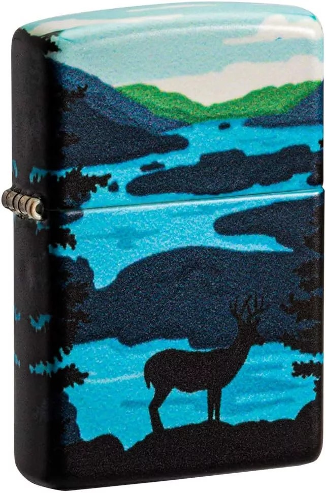 Запальничка бензинова Zippo Deer Landscape 540 Color Process Picturesque Scenic Design Чорний (49483)